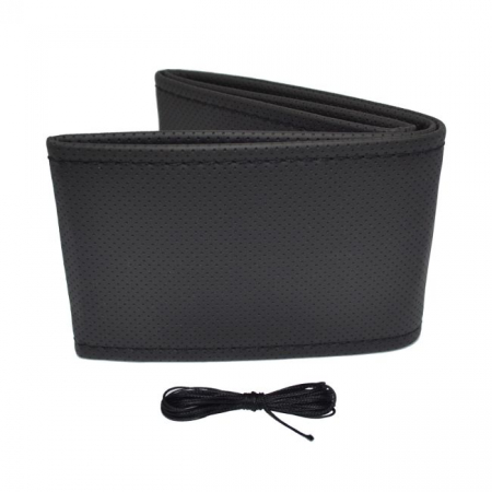 Husa volan OTOM din Piele Ecologica "Perforata" pentru autoturisme, diametru volan 37 - 39 cm, cu ac si ata Neagra [1]