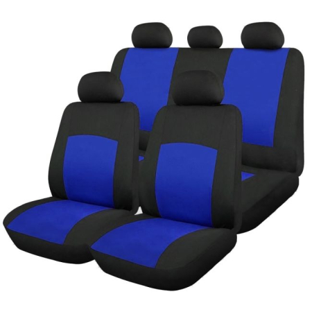 Huse Auto - Huse Scaun Auto, 9 piese, universale, culoare Albastru-Negru