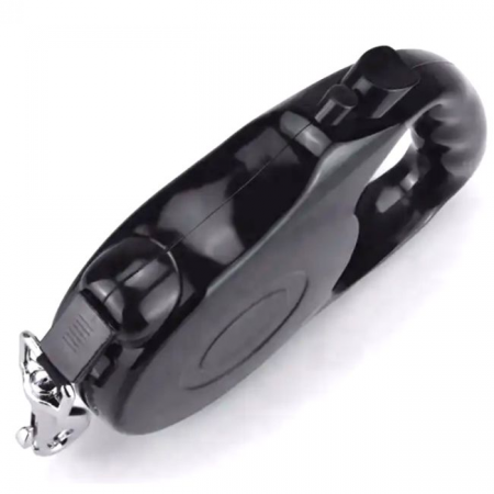 Lesa Retractabila Automata cu carabina pentru caini, lungime sfoara 5m, culoare Neagra [1]