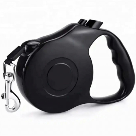 Hamuri si Zgarzi - Lesa Retractabila Automata cu carabina pentru caini, lungime sfoara 5m, culoare Neagra