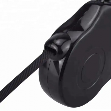 Lesa Retractabila Automata cu carabina pentru caini, lungime sfoara 5m, culoare Neagra [2]