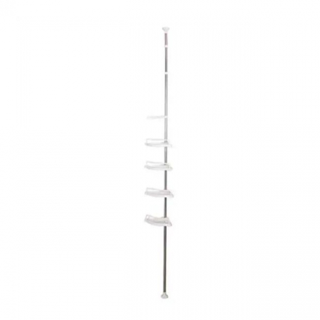 Organizator baie, raft de baie de tip "coltar" cu brat telescopic, cu 4 etajere si suport pentru prosop [8]
