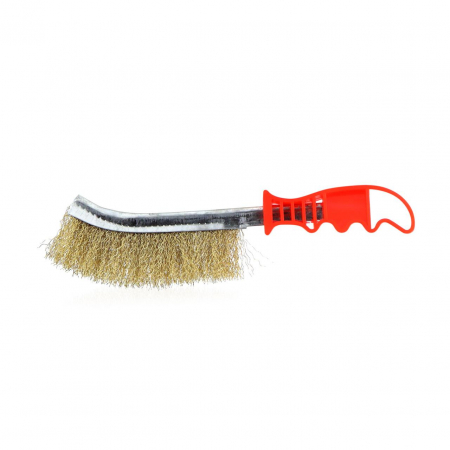 Scule si Unelte - Perie de sarma cu peri sertizati, placati cu alama si maner din platic, lungime totala 25,5 cm