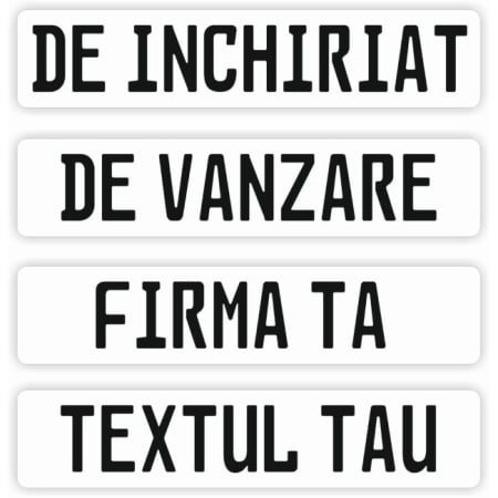Placuta de inmatriculare "CUSTOM TEXT", dimensiune 52 x 11 cm, culoare alba, material PVC, 33 de caractere incluse [2]