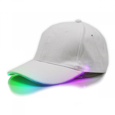 Accesorii Petrecere - Sapca de tip baseball, cu cozoroc iluminat RGB, culoare Alba, marime universala, reglabila