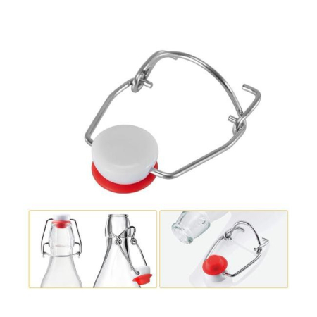 Depozitare - Set 100 capace pentru sticle cu inchidere cu clema metalica si dop ceramic cu garnitura din cauciuc