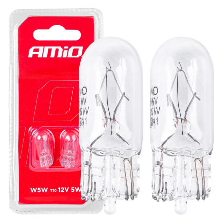 Becuri Halogen - Set 2 becuri cu halogen, soclu T10, W5W, W2.1x9.5d, alimentare 12V