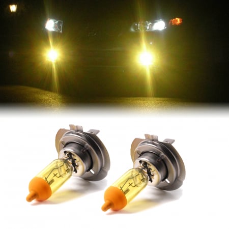 Becuri Halogen - Set 2 becuri H7 pentru proiectoare de ceata, culoare galbena, 12V, 55W