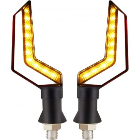 Lumini Moto - Set 2 lampi Semnalizare Moto, model BUMERANG, cu 2 functii, pozitie si semnalizare, tensiune 12V