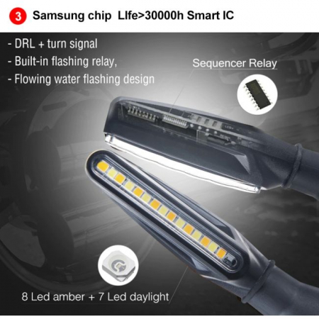 Set 2 lampi Semnalizare Moto SECVENTIALA, cu 2 functii, pozitie si semnalizare, AVX-ZD59B [10]