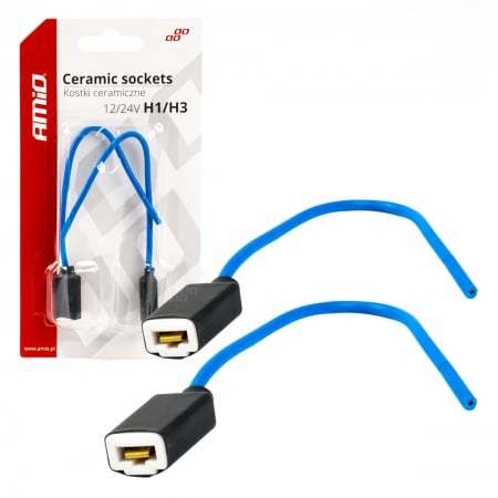 Sigurante si Conectori - Set 2 mufe ceramice drepte, soclu H1, H3, rezistente termic