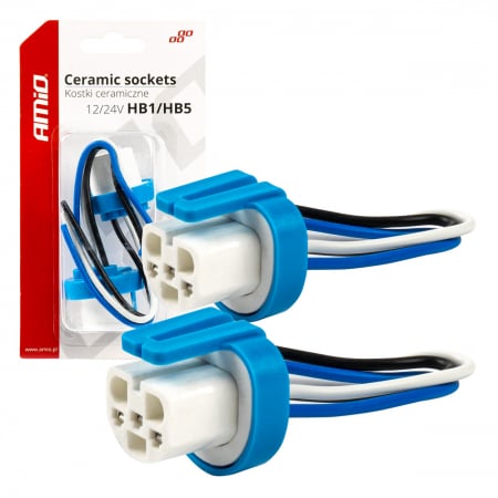 Sigurante si Conectori - Set 2 mufe ceramice drepte, soclu HB1, HB5, rezistente termic