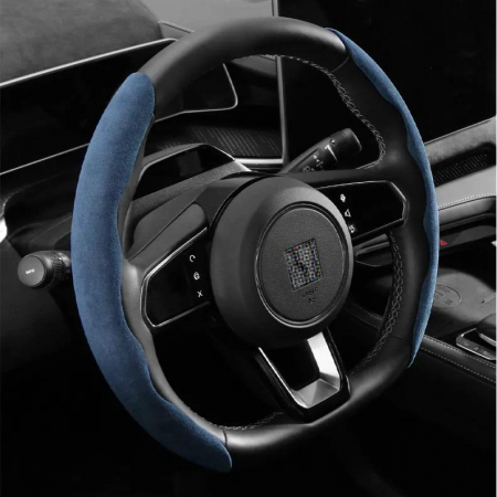 Accesorii Interior - Set 2 ornamente volan finisaj ALCANTARA ALBASTRU, dimensiune universala