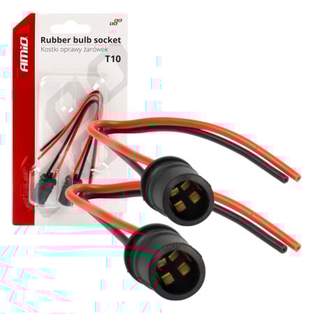 Electrice si Electronice Auto - Set 2 socluri bec T10, W5W, W3W, cu mufe din cauciuc si cabluri siliconate