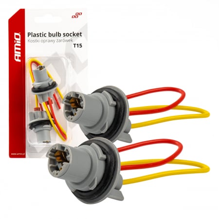 Sigurante si Conectori - Set 2 socluri bec T15, W16W, W5W, cu garnitura din cauciuc