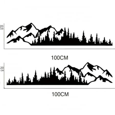 Set 2 stickere autoadezive pentru vehicule Off Road, model "Forest & Mountains", dimensiune 100 x 20 cm, culoare Neagra [1]