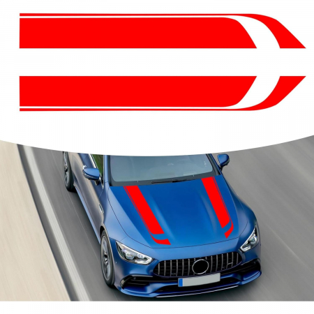 Stickere Auto Tuning - Set 2 stickere autoadezive Tuning, model "Hood Stripes V1", dimensiune 85 x 12 cm, culoare Rosie