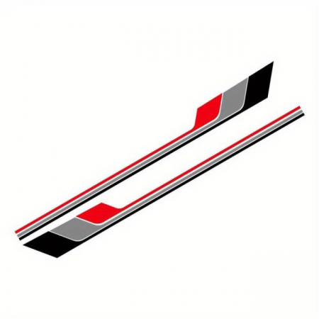 Set 2 stickere autoadezive Tuning, model "Racing Stripes V2", dimensiune 180 x 16,5 cm, culoare Negru + Gri + Rosu [1]