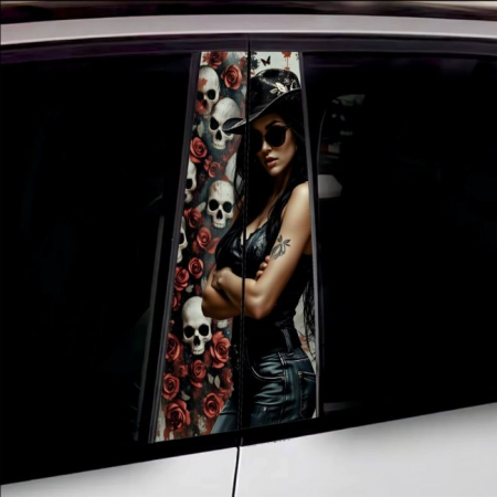 Stickere Auto - Set 2 stickere decorative pentru stalpii usilor, print autoadeziv de inalta rezolutie, dimensine 2 buc x 50 x 22 cm , cod: AVX-SSU-09