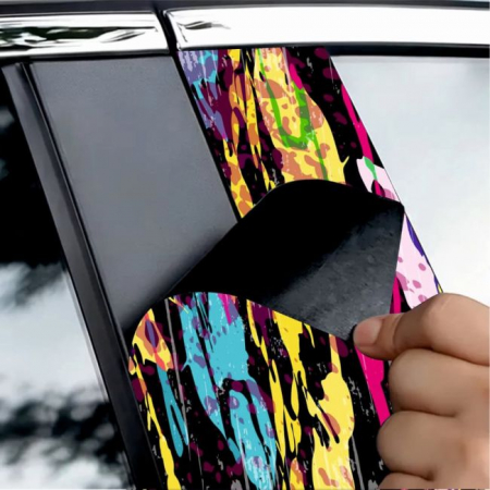 Stickere Auto - Set 2 stickere decorative pentru stalpii usilor, print autoadeziv de inalta rezolutie, dimensine 2 buc x 50 x 22 cm , cod: AVX-SSU-19