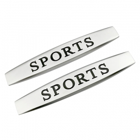 Ornamente Exterior - Set 2 x Embleme auto metalice, autoadezive, model "SPORTS", finisaj Crom, dimensiune, 10 x 1,5 cm