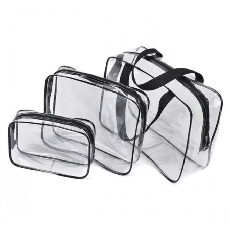 Set 3 organizatoare de cosmetice, transparente, ideale pentru calatorii [4]