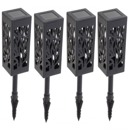 Accesorii Gradina - Set 4 lampi solare de gradina cu picior tip "Lampion" cu LED