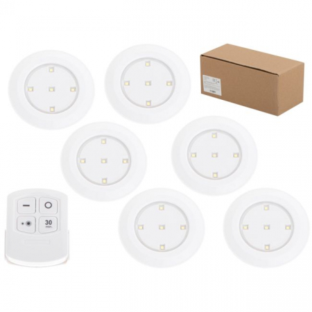 Set 6 Lampi LED Wireless, autoadezive, cu telecomanda, pentru iluminat scari sau mobilier [2]