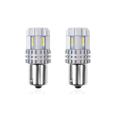 Becuri LED - Set becuri auto cu LED CANBUS compatibil P21 R5W/R10W 22 SMD Alb 12V/24V, destinat competitiilor auto sau off-road