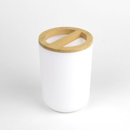 Set Elegant pentru baie format din 6 piese, ABS + lemn, culoare alb/maro [7]