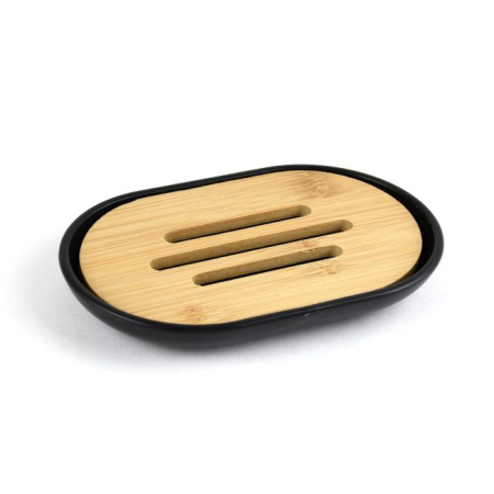 Set Elegant pentru baie format din 6 piese, ABS + lemn, culoare negru/maro [7]