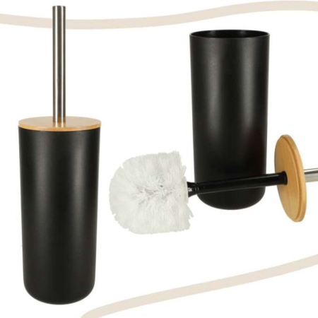 Set Elegant pentru baie format din 6 piese, ABS + lemn, culoare negru/maro [8]