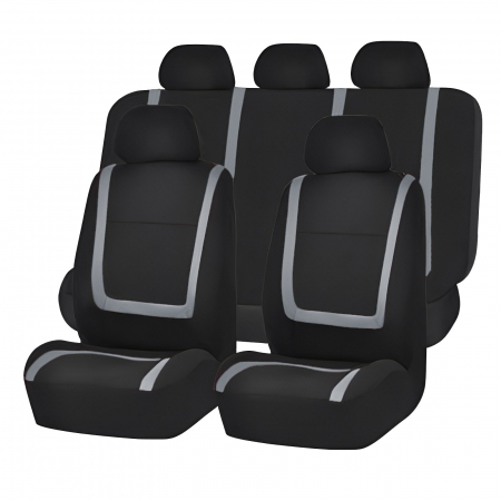 Huse Auto - Set huse scaun auto ieftine, Universale 9 piese, model GREY LINE - GRI