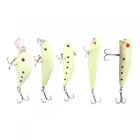 Produse Pescuit - Set Vobler 5 piese Fluorescent pentru pesti pradatori, AVX-AG103C