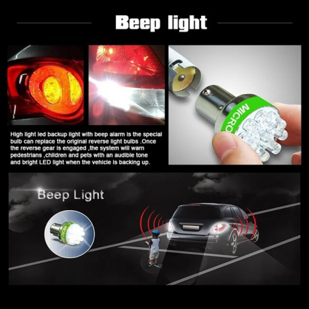 Sirena de mers inapoi cu bec LED 12V, BA15S [2]