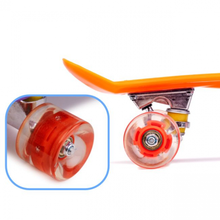 Skateboard Penny Board pentru copii cu roti din cauciuc, iluminate LED, culoare Orange [2]