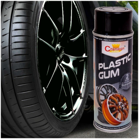 Accesorii Autoturisme - Spray Vopsea Cauciucata pentru Jante, culoare Neagra, 400ml, Champion Color