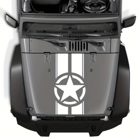 Stickere Off Road - Sticker autoadeziv pentru vehicule Off Road, model "Army Star", dimensiune 90 x 43 cm, culoare Alba