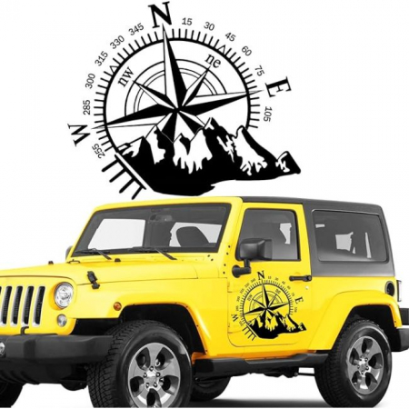 Sticker autoadeziv pentru vehicule Off Road, model "Kompass", dimensiune 44 x 55 cm, culoare Neagra [3]