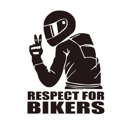 Sticker autoadeziv pentru vehicule Off Road, model "Respect For Bikers", dimensiune 17 x 12 cm, culoare Neagra [1]
