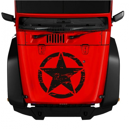 Stickere Off Road - Sticker autoadeziv pentru vehicule Off Road, model "Rusted Army Star", dimensiune 50 x 50 cm, culoare Neagra