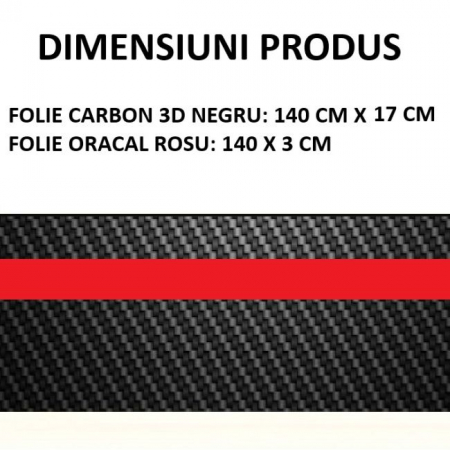 Sticker autoadeziv Tuning, model "Rally Stripe Carbon 3D", dimensiune 140 x 17 cm, culoare Negru/Rosu [5]