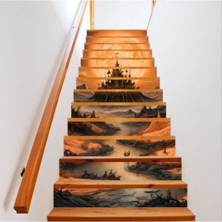 Print Decorare Scari - Sticker decorativ pentru scari interioare, print autoadeziv de inalta rezolutie, dimensine 200 x 124 cm, cod: AVX-STAIRS-01