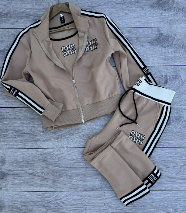 Compleu Damă 3 piese Calitate Superioara Miu-Bej [3]