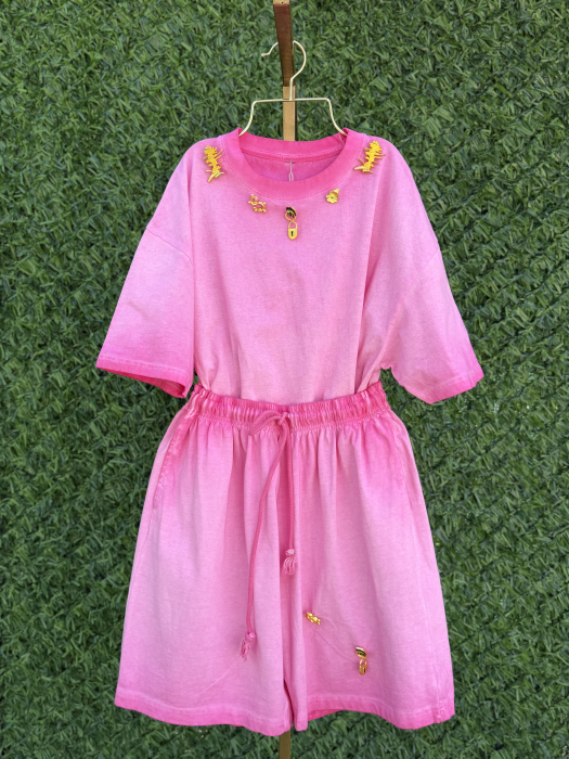 Compleu din bumbac premium roz [4]