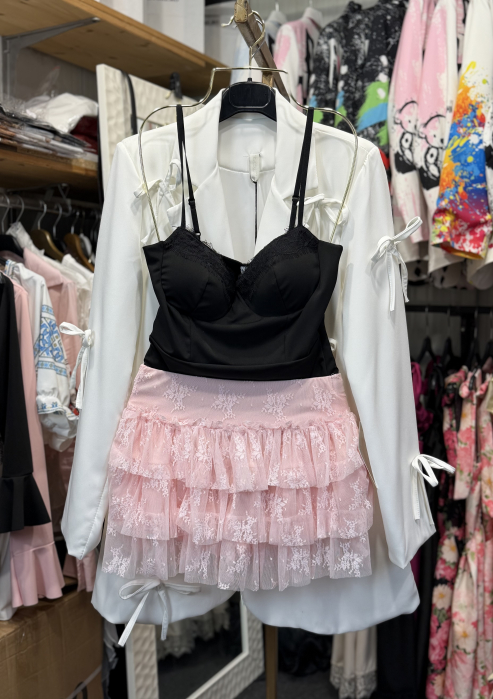 Fustă cu pantalon pe dedesubt din Dantelă-Rose [3]