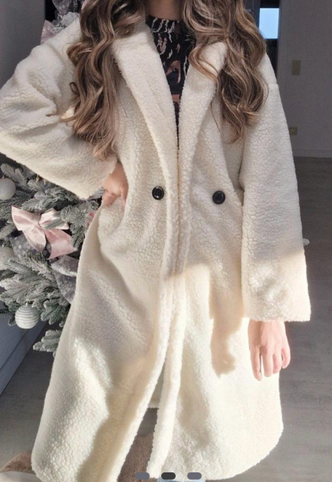 Palton pufos Teddy-Alb [1]