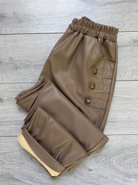 Pantaloni Monaco Piele-Eco Bej [3]