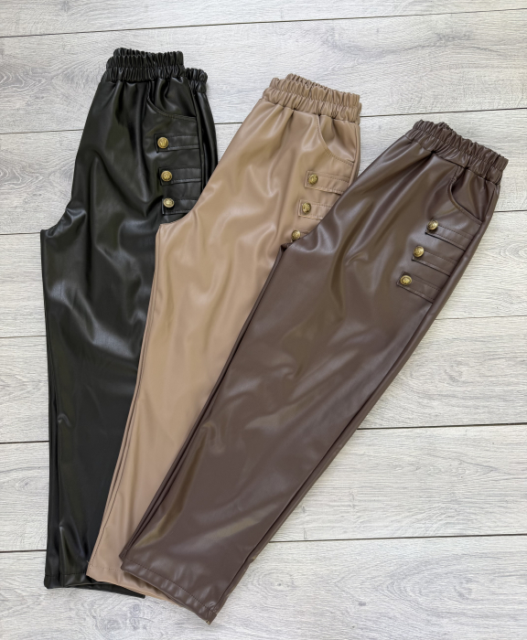Pantaloni Monaco Piele-Eco Bej [4]