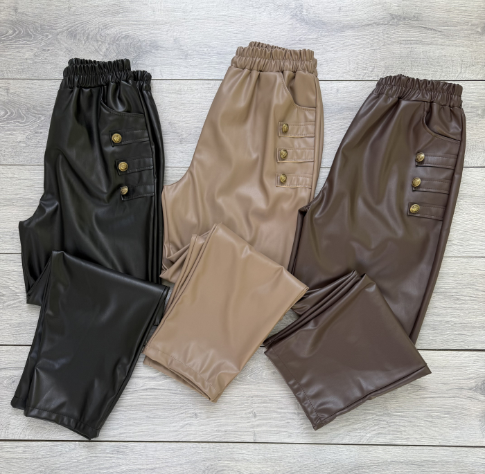 Pantaloni Monaco Piele-Eco Negru [3]